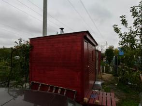 Готовая каркасная баня 2х4 на садовом участке